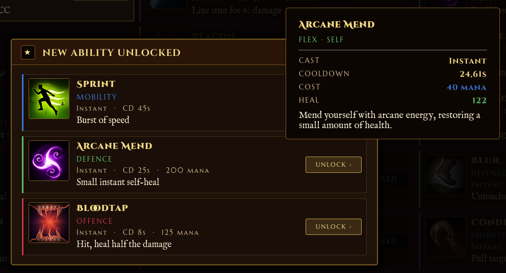 Ability unlock modal