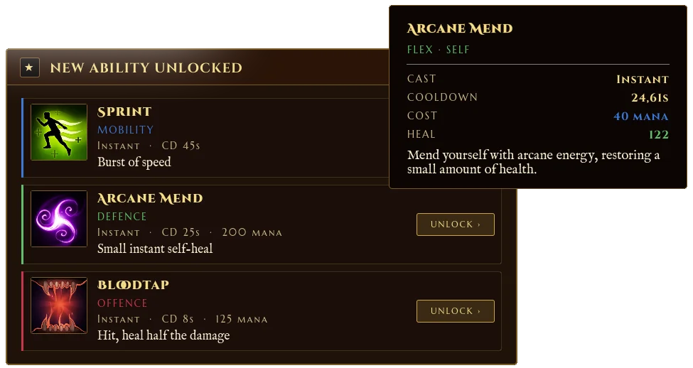 Ability unlock screen in Outclassed where players pick one of three new flex abilities at each progression milestone