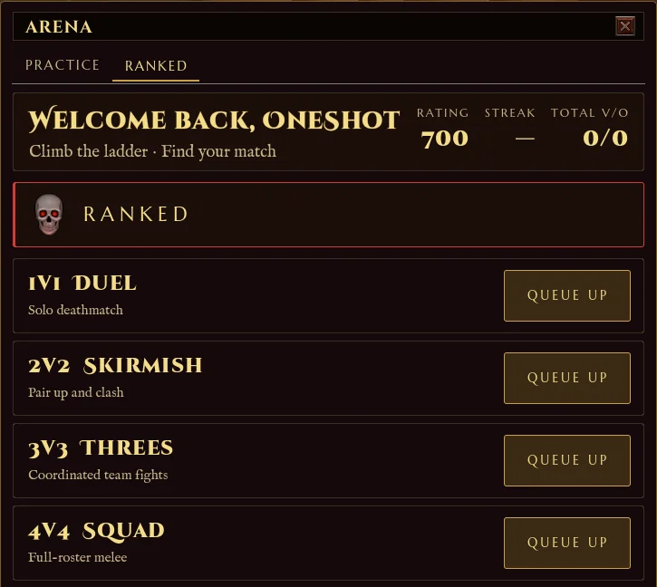 Outclassed arena view during a ranked 2v2 match with cast bars, nameplates, and team frames visible